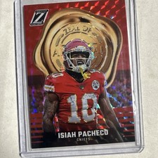 2023 Panini Zenith Isiah Pacheco Zeal Of Approval Red Prizm #13 Chiefs