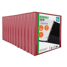 1 inch Slant D Ring Binder 12 Pack Red Heavy Duty View Binder Presentation Cover