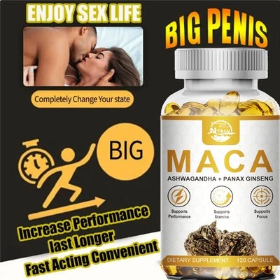 NTSLV Maca Root 10000mg, Ashwagandha,Panax Ginseng Extract Male Enhancing 120 Capsules