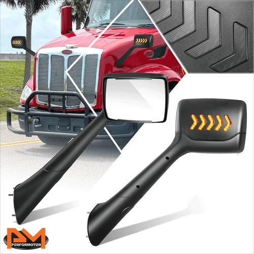 For 22-25 Peterbilt 579 Chevron Arrow LED  Sequential Hood Side View Mirror