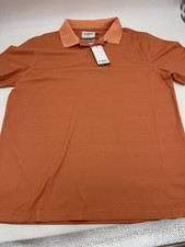 Goodfellow Polo Shirt Mens L Orange Striped Short Sleeve NWT