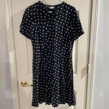 DKNY Donna Karan Womens Vintage 100 Silk Short Sleeve Print Midi Dress Size 10