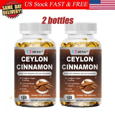 240 Organic Ceylon Cinnamon Capsules 1800mg Potency Blood Sugar Support Pills US