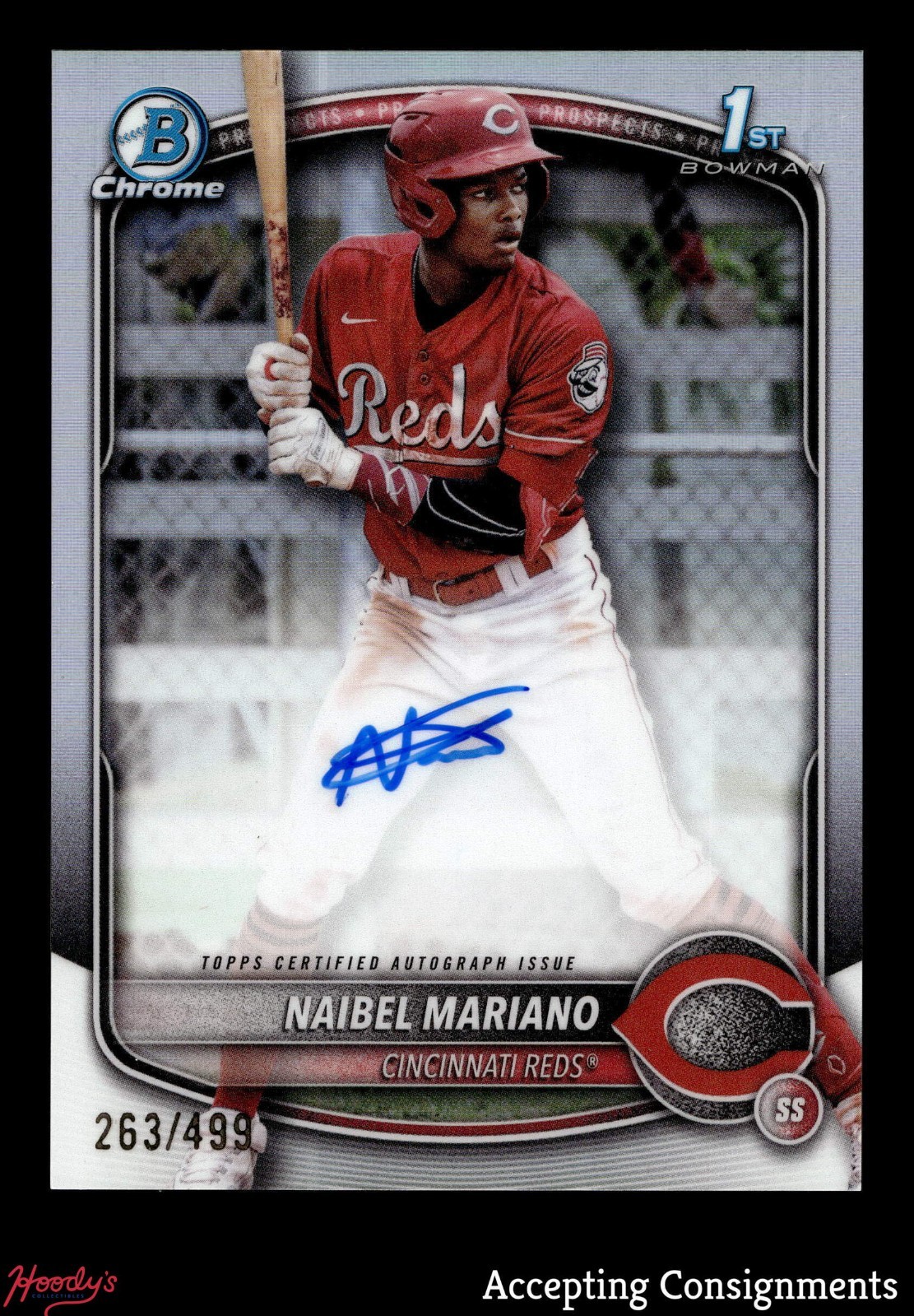 2025 Bowman Chrome Prospect Refractor Naibel Mariano 1ST ROOKIE AUTO 263/499