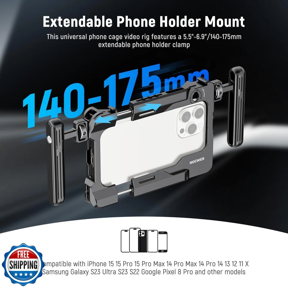 NEEWER Smartphone Video Rig with Handles, 67mm Filter Adapter, Anti-Drop - Image 2 of 4