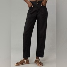 Pilcro By Anthropologie Pants The Wanderer Mid-Rise Relaxed-Leg Black Wash Sz 32