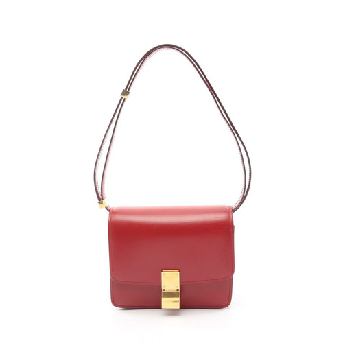 Celine Classic Box Small Shoulder Bag Red Leather 6.5x5.5x1.6 in