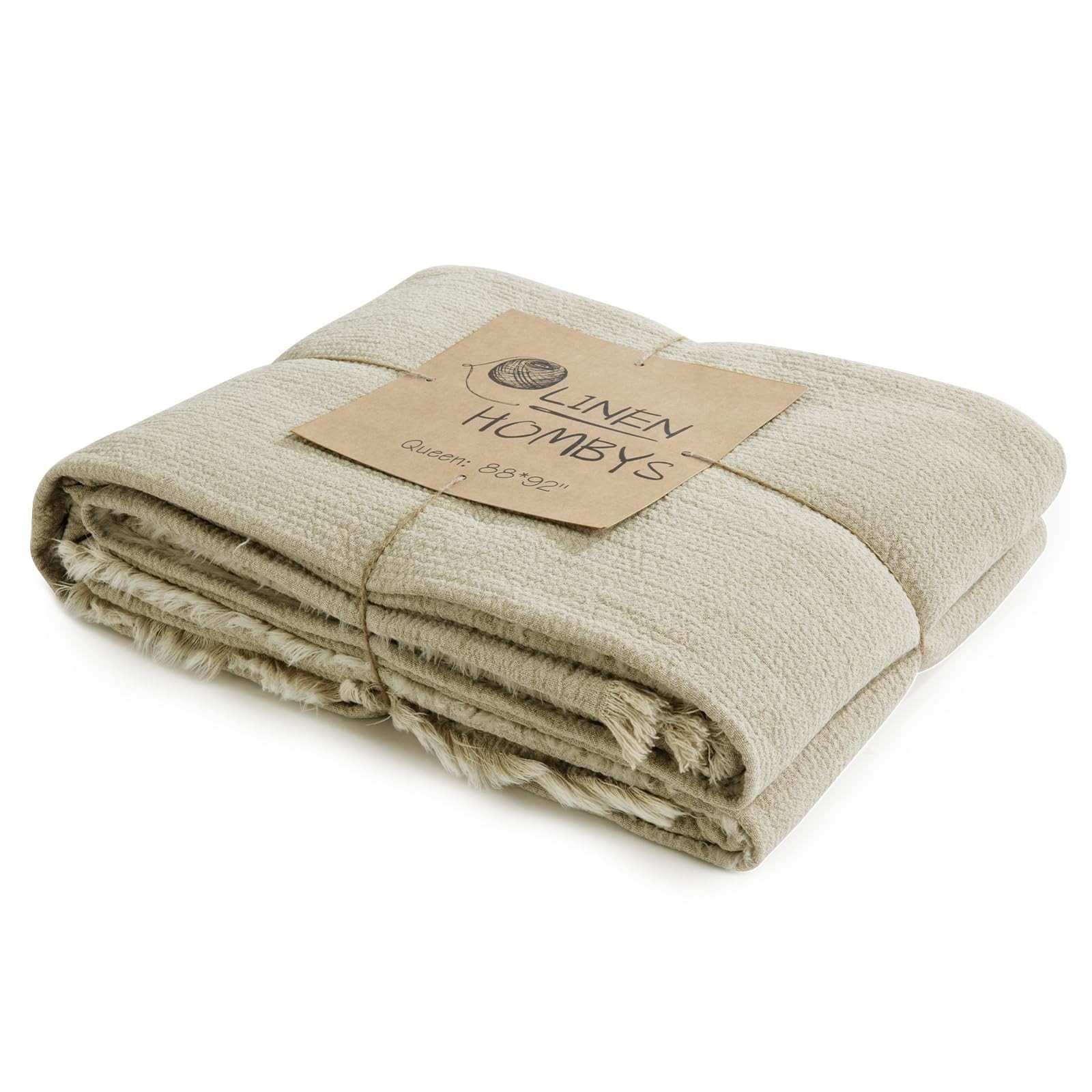 100% Pure Linen Oversized King Blanket-Soft Reversible Throw Blanket in Natur...