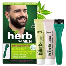 Herb For Men Mustache & Beard Dye (Dark Brown, 1 Pack), PPD-Free Dark Brown 