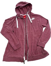 Nike Womens Essential Full Zip Size M maroon Lightweight Hoody Hooded Sweatsh