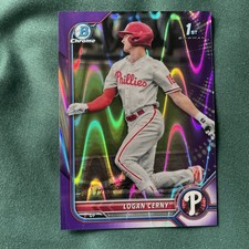 2022 Bowman Chrome Logan Cerny 1st Bowman Purple Lava Refractor #1/250 Ebay 1of1
