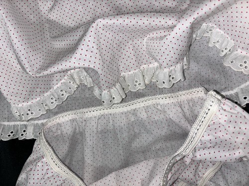 Set camicia da notte vintage babydoll lingerie top + mutandine bloomers taglia M USA rosso/bianco - Foto 11 di 19