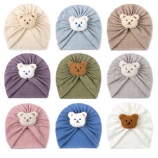 Cute Animal Head Headband Infant Turban Hat Newborns Hair Accessories Warm Caps