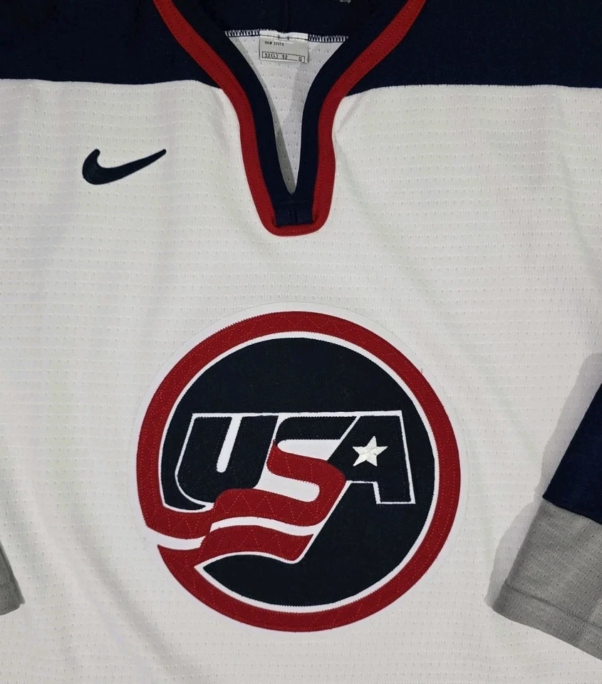 Винтажная хоккейная футболка Nike командные виды спорта команда США белая/синяя мужская размер 52 (L) - Изображение 4 из 4