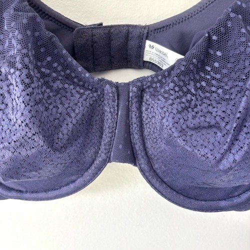 Wacoal Back Appeal Underwire Bra Size 32D Navy Blue Polkadots - Picture 3 of 8