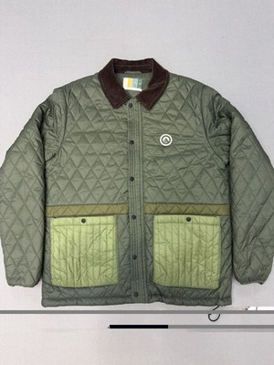 Kith F/W 21 Quilted Wyatt Jacket   Cypress Green   Corduroy Brown   Sz Medium