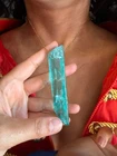 Unisex Neon Blue Paraiba Tourmaline Crystal Lucky Charm Pendant Necklace S