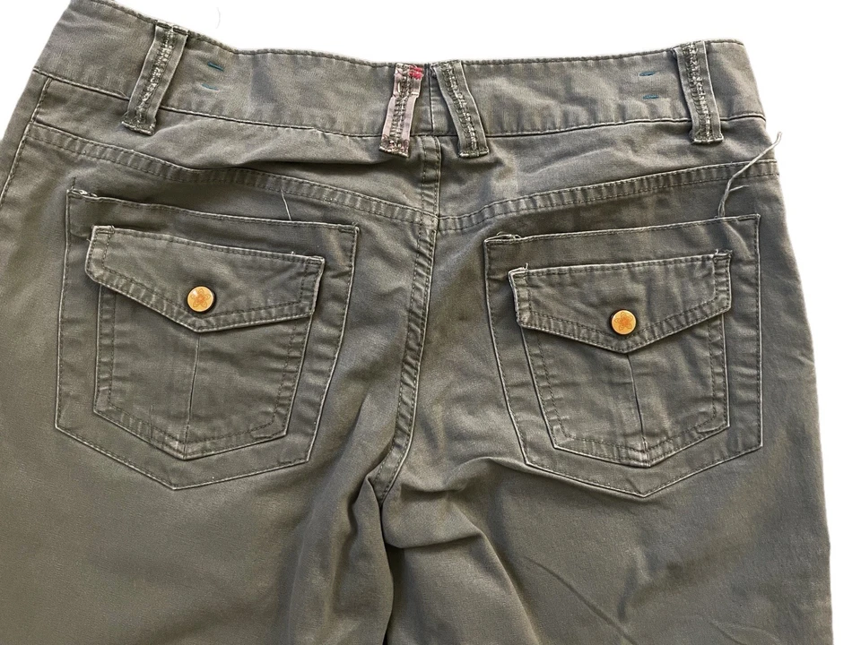 Pantalones Y2K De Colección Mossimo Tiro Bajo Verde Ejército Junior Talla 7 Pierna Ancha Hada Grunge Foto 4 de 4