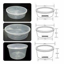 Round Clear Food Storage Containers with Lids Salad Bowl Meal Prep Takeaway Box