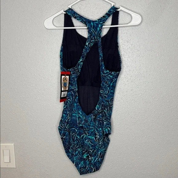 TYR Women's One Piece Blue & Black Swimsuit NWT Size Medium - Image 4 of 4