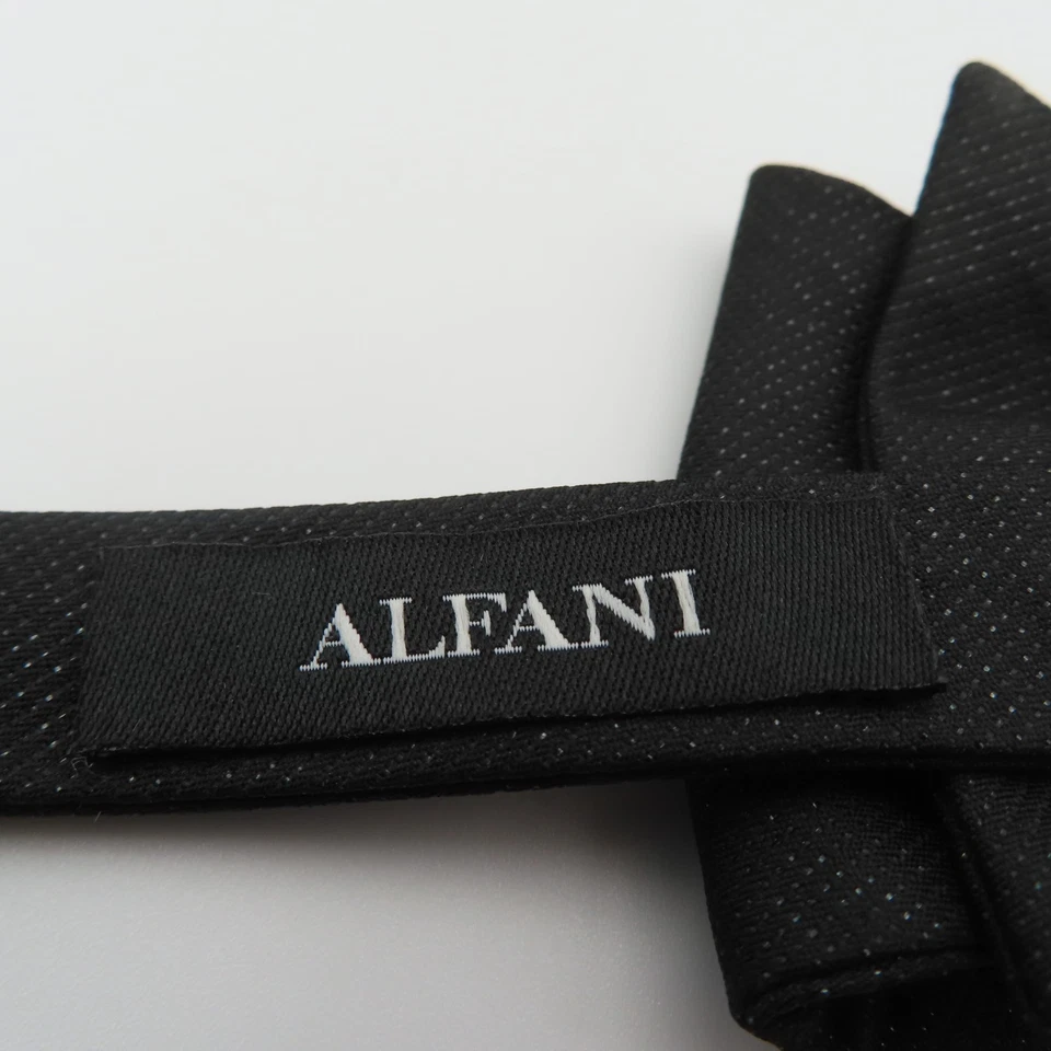 Alfani 领结黑色闪亮纯色 2.5 英寸宽预绑涤纶燕尾服正式 — 第 3/4 张图片