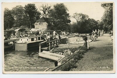 Sonning Lock in der Nähe von Reading Berkshire Vintage Echtfoto Postkarte D9