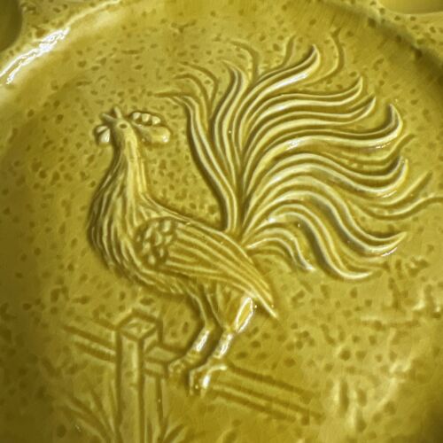 Vtg California Pottery Rooster Deviled Egg Plate Platter #1069 12” Yellow 1970s - Picture 2 of 5