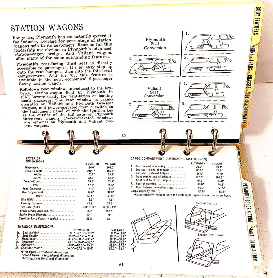 Original 1963 Plymouth & Valiant Data Book - VERY RARE - 134 PAGES - Image 4 of 4