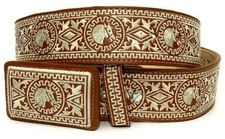 CINTO CHARRO BORDADO CABALLO MENS WESTERN HORSE BELT VAQUERO PITIADO STYLE BELT 