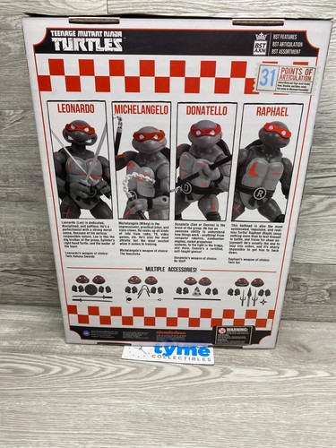 NECA Teenage Mutant Ninja Turtles TMNT Pizza Box BST AXN Figure 4-Pack 2021 B&W - Picture 4 of 4