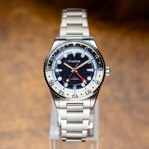 PX1720 39Mm NH34 GMT Orologio Uomo Lusso Avventurina Quadrante Pietra Preziosa Auto-Meccanico S - Foto 3 di 9