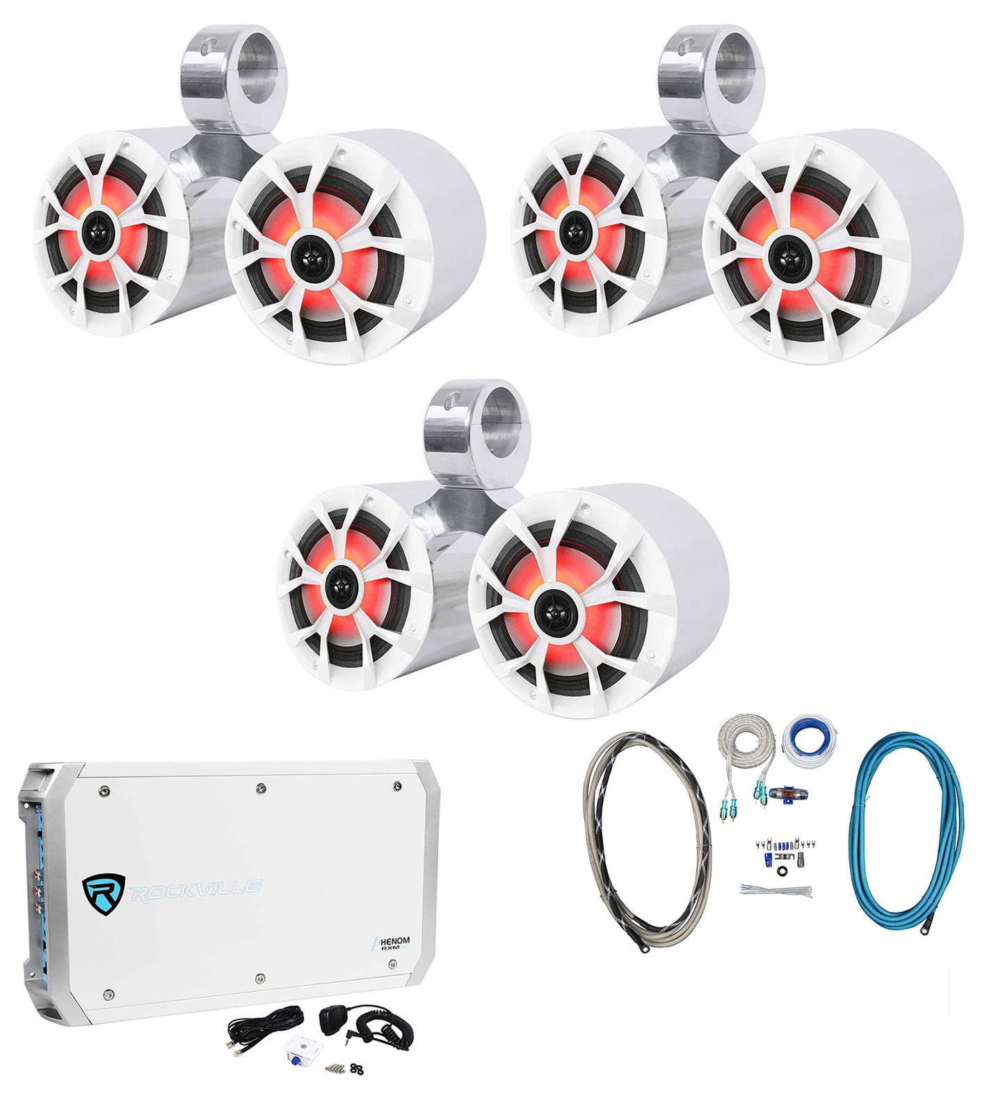 3 Двойные светодиодные динамики для морского вейкборда Rockville RKL65MBW мощностью 65 ВТ Усилитель Комплект усилителей 122990₽