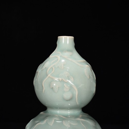 8.6" china antique song dynasty longquan kiln porcelain cyan glaze gourd bottle - Picture 8 of 8