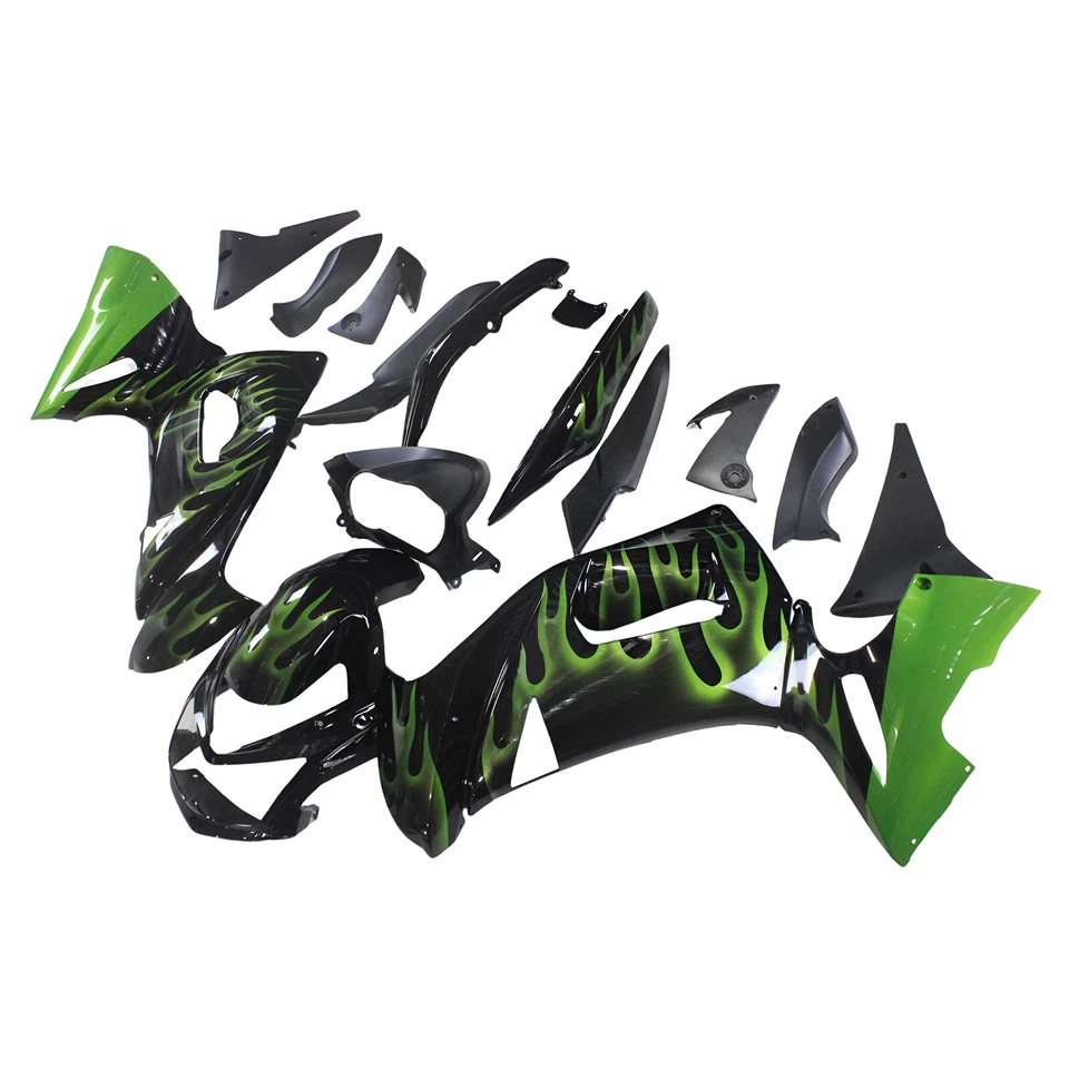 Carenados para carrocería Kawasaki 2006 2007 2008 Ninja 650R 07 - negro verde llamas Foto 3 de 4