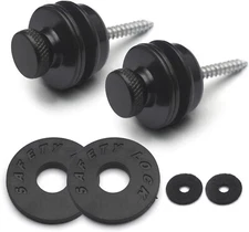 2PCS Black Guitar Strap Locks, Dual Design Strap Retainer System Black Rubber