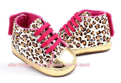Newborn Baby Girl Gold Crib Shoes Infant Booties PreWalker Trainers Size 0-18 M