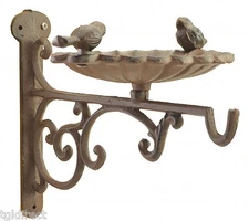 Plant Hanger Bird Bath Feeder Rust Brown Hanging Flower Basket Hook 10.25" Deep