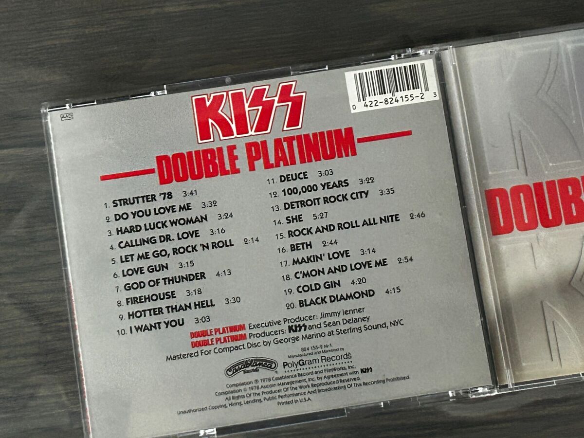 KISS CD Double Platinum 824 155-2 M-1 Aucoin Made in USA PDO KISS CD Double Platinum 824 155-2 M-1 Aucoin Made in USA PDO