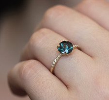 Teal Sapphire Ring-925 Solid Silver Jewelry Engagement Christmas Gift For Her