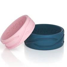 Silicone Wedding Rings| Wedding Band for Men & Women- 2 Ring pack- RINFIT
