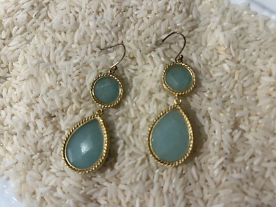 Merci Beaucoup aqua circle teardrop hanging earrings