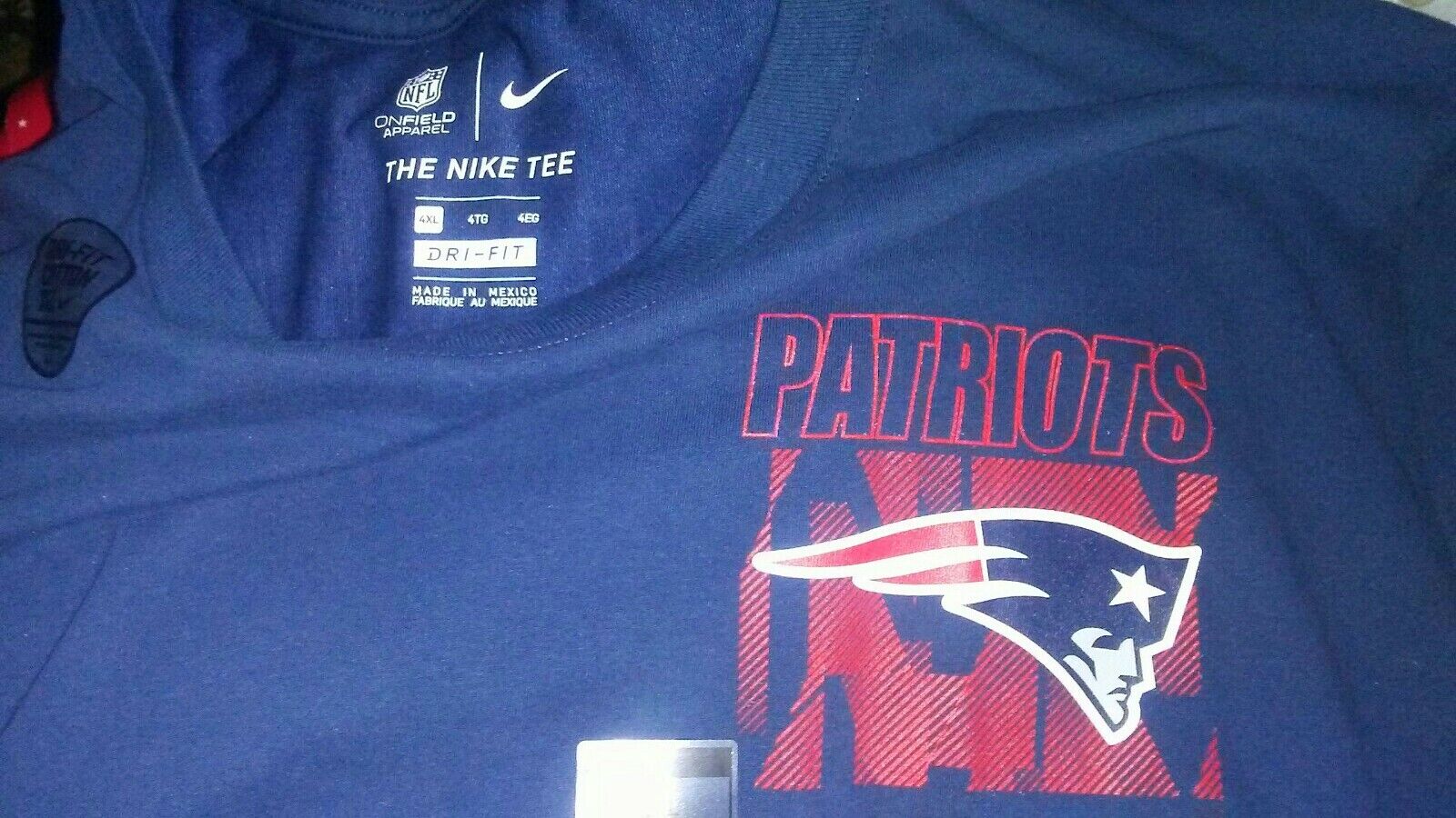 NAVY BLUE NEW ENGLAND PATRIOTS DRI-FIT T SHIRT 4XL NEW WITH TAGS