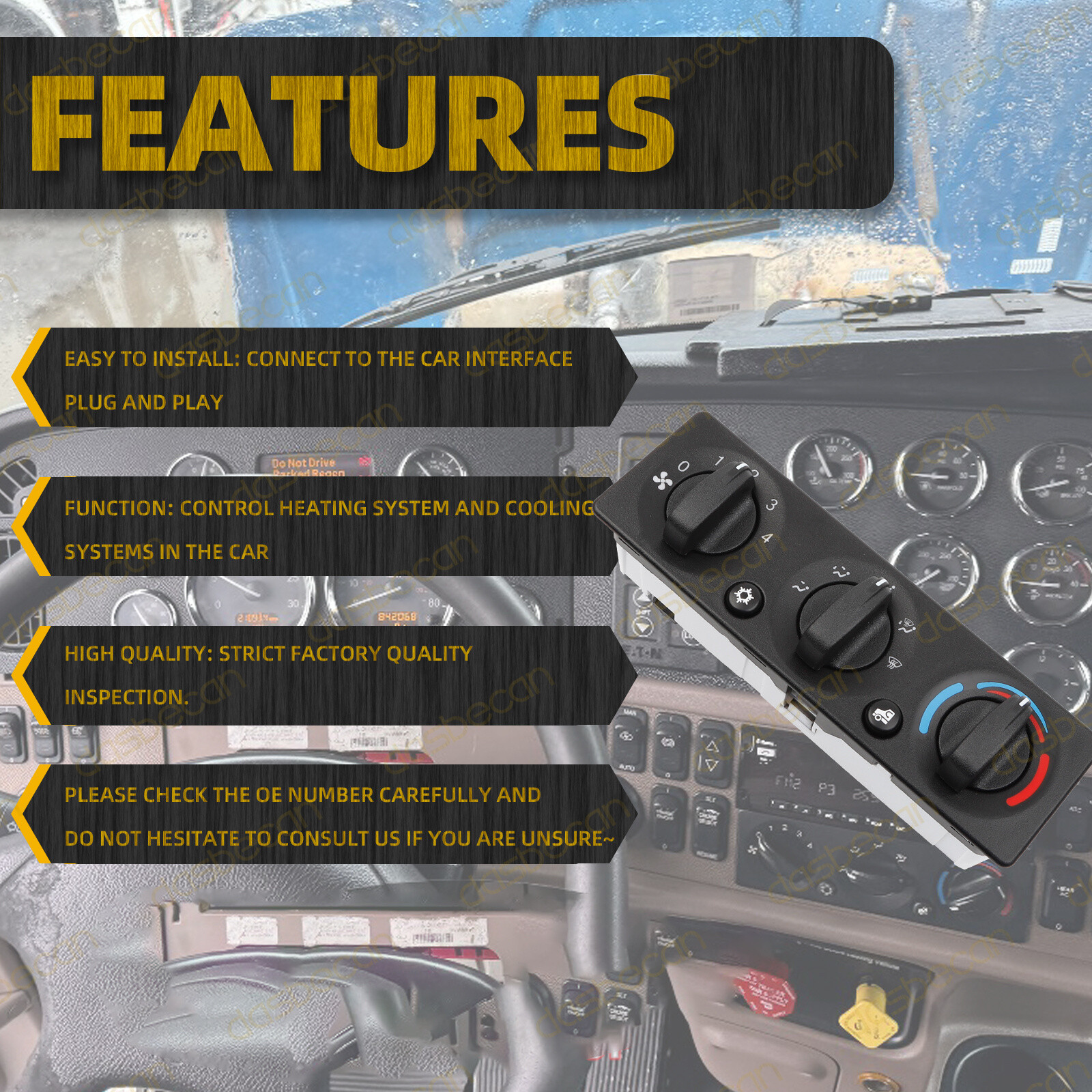 A/C Heater Climate Control Module Panel For Peterbilt 2008-2015 Q21-6012