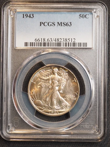 1943 P WALKING LIBERTY SILVER HALF DOLLAR **PCGS MS63** FREE SHIPPING** G0780