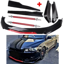 Front Bumper Lip Splitter Spoiler Body Kit + Side Skirt For Mitsubishi Lancer