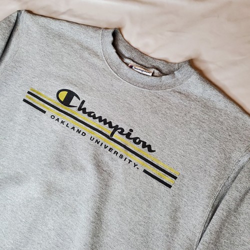 Champion Oakland University Sweatshirt Womens M Heathered Gray 21x25 ARM STAIN - Picture 2 of 16