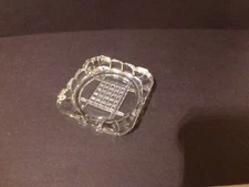 Vintage Clear Pressed Glass Personal Cigarette Ashtray Checkerboard Design  (ES)