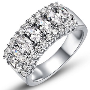 18K-White-Gold-amp-Italian-Cut-Cz-3-Row-Eternity-Ring