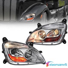 2011-2021 For Peterbilt 579 587 Halogen Projector Chrome Headlights Left Right