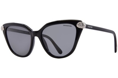 Swarovski SK6039 100187 Sunglasses Women's Black/Dark Grey Cat Eye 56mm